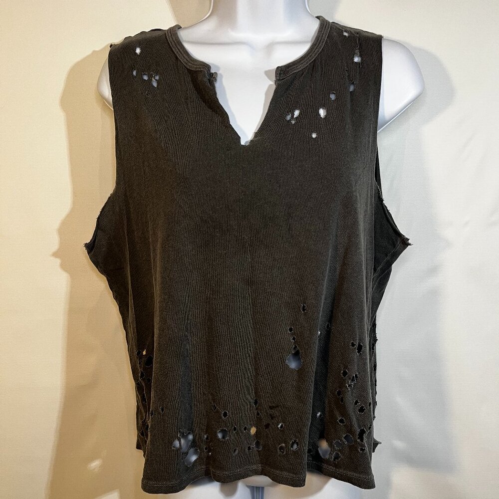 Gilded Intent V Neck Holes Tank Top Size Large